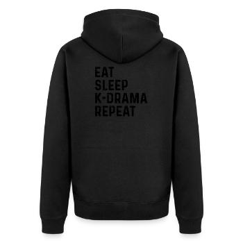 K-Drama Kdrama Korea Südkorea Hallyu K-Drama - Unisex Premium Bio Zip Hoodie - Schwarz - Hinten - Nico (187cm)