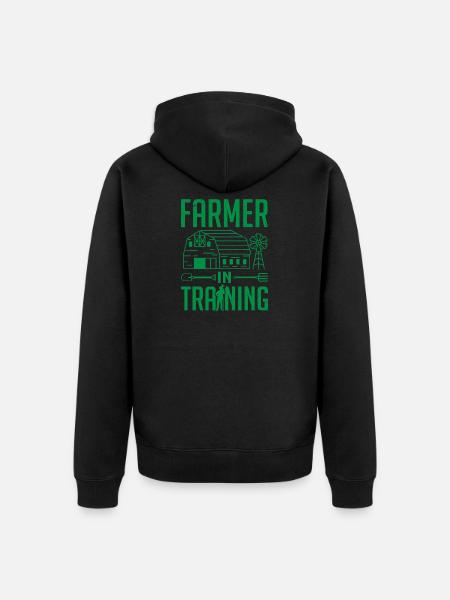 Farmer In Training Farming - Unisex Premium Organic Zip Hoodie - black