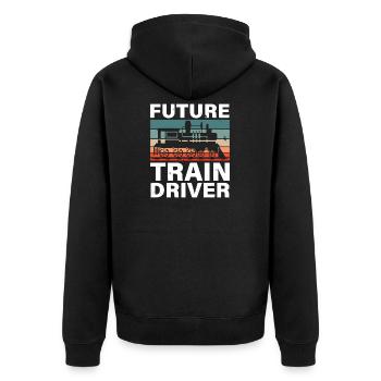 Railroad Train Engineer Future Train Driver - Unisex Premium Organic Zip Hoodie - black - Back - Nico (187cm)