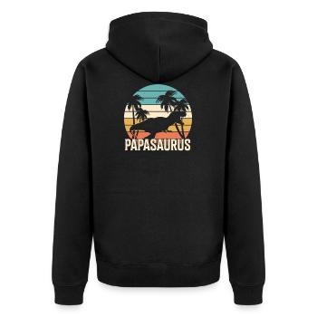 Papasaurus T-Rex Papa Father's Day Dad - Unisex Premium Organic Zip Hoodie - black - Back - Nico (187cm)