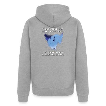 Meer Tauchen Hobby Tauchsport Schnorchler - Unisex Premium Bio Zip Hoodie - Grau meliert - Hinten - Nico (187cm)
