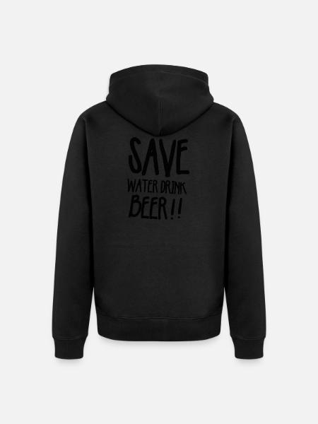 Save water drink beer - Unisex Premium Organic Zip Hoodie - black