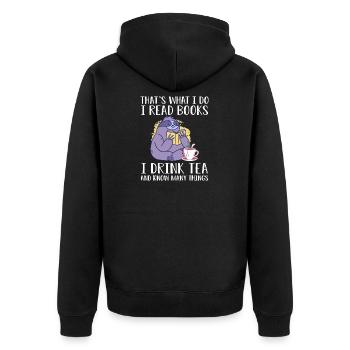 I read books and I know things - Unisex Premium Organic Zip Hoodie - black - Back - Nico (187cm)