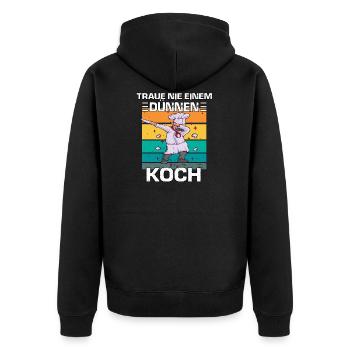 Cooles Vintage Koch Chefkoch Kochen Hobbykoch - Unisex Premium Bio Zip Hoodie - Schwarz - Hinten - Nico (187cm)
