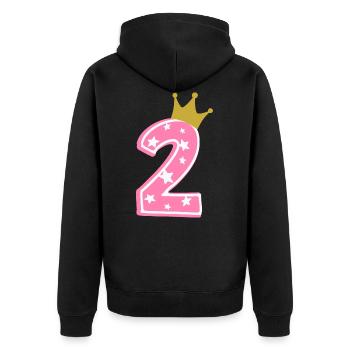 2 Krone 2. Geburtstag 2 Jahre - Unisex Premium Bio Zip Hoodie - Schwarz - Hinten - Nico (187cm)