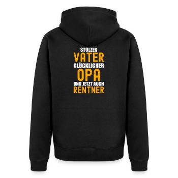 Stolzer Vater Und Opa Rentner Pension Rente - Unisex Premium Bio Zip Hoodie - Schwarz - Hinten - Nico (187cm)