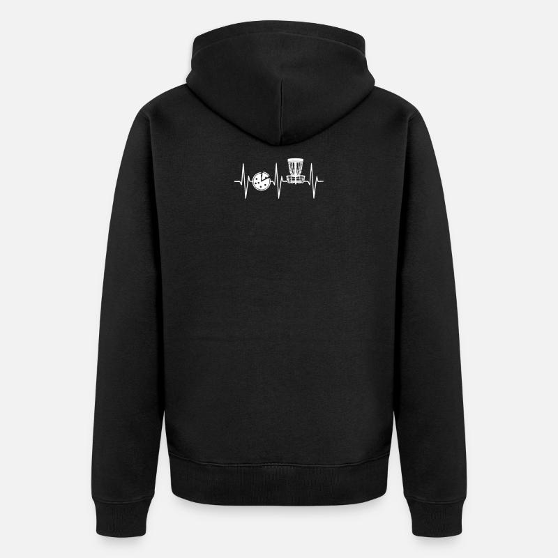 Disc Golf EKG Herzschlag - Unisex Premium Bio Zip Hoodie - Schwarz