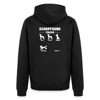 Witziges Schopfhund Hunde Nackthund Tricks - Unisex Premium Bio Zip Hoodie - Schwarz - Hinten - Nico (187cm)