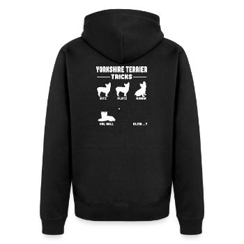 Witziges Hundehalter Yorkshire Terrier Tricks - Unisex Premium Bio Zip Hoodie - Schwarz - Hinten - Nico (187cm)