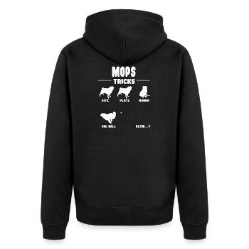Witziges Mops Pug Puggle Hunde Tricks - Unisex Premium Bio Zip Hoodie - Schwarz - Hinten - Nico (187cm)