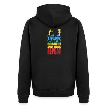 How to Play Disc Golf - Unisex Premium Organic Zip Hoodie - black - Back - Nico (187cm)