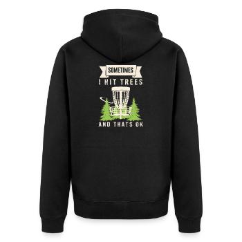 Disc Golf Trees Don't Care About Your Feelingss - Unisex Premium Organic Zip Hoodie - black - Back - Nico (187cm)