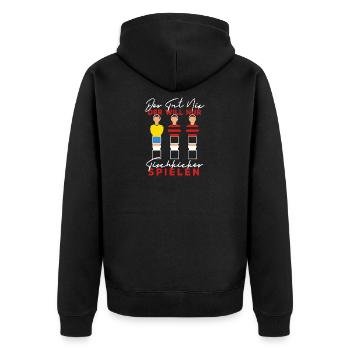 Der Tut Nix Der Will Nur Tischkicker Spielen - Unisex Premium Bio Zip Hoodie - Schwarz - Hinten - Nico (187cm)