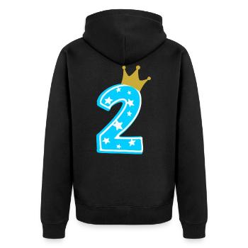 2 Krone 2. Geburtstag 2 Jahre - Unisex Premium Bio Zip Hoodie - Schwarz - Hinten - Nico (187cm)