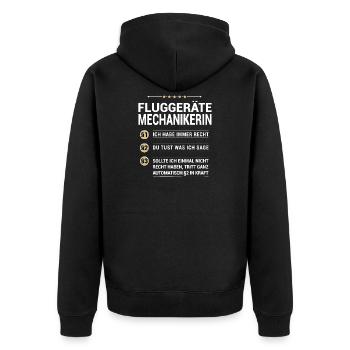 Fluggerätemechanikerin Beruf eigenen Paragraphen - Unisex Premium Bio Zip Hoodie - Schwarz - Hinten - Nico (187cm)