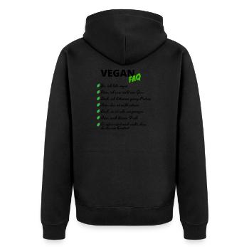 VEGAN Regeln veganer veganerin geschenk tiere - Unisex Premium Bio Zip Hoodie - Schwarz - Hinten - Nico (187cm)