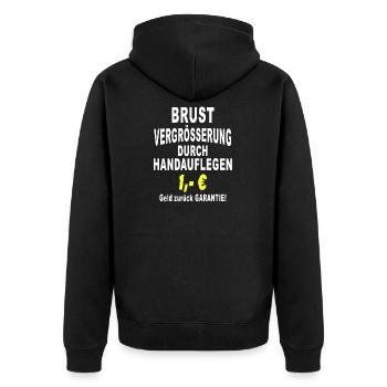 Breast augmentation by laying on of hands Money back - Unisex Premium Organic Zip Hoodie - black - Back - Nico (187cm)