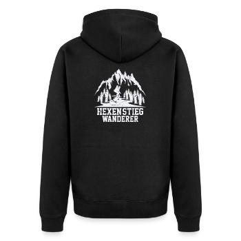 Hexenstieg Wanderer - Unisex Premium Bio Zip Hoodie - Schwarz - Hinten - Nico (187cm)