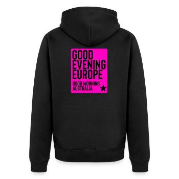 Eurovision - Unisex Premium Organic Zip Hoodie - black - Back - Nico (187cm)