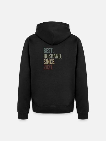 Best Husband Since 2021 - Unisex Premium Organic Zip Hoodie - black