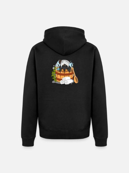 Rauhaardackel Sauna Wellness - Unisex Premium Organic Zip Hoodie - black