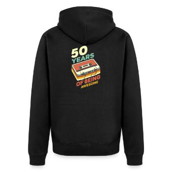 50 Years Awesome - Unisex Premium Bio Zip Hoodie - Schwarz - Hinten - Nico (187cm)