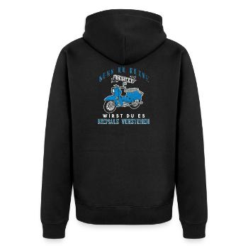 Wenn Du Keine Besitzt Simson Schwalbe - Unisex Premium Bio Zip Hoodie - Schwarz - Hinten - Nico (187cm)