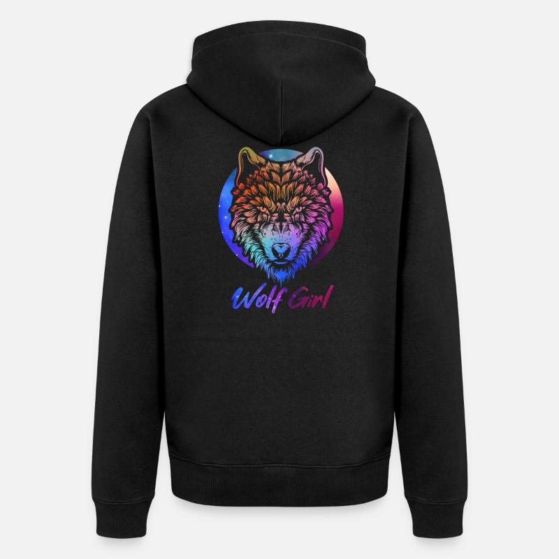 Wolf - Unisex Premium Bio Zip Hoodie - Schwarz