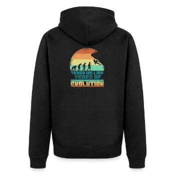 Climbers Climbing Bouldering Evolution 005-144 - Unisex Premium Organic Zip Hoodie - black - Back - Nico (187cm)