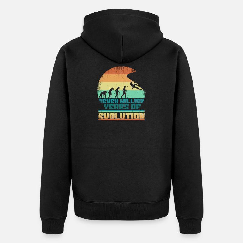 Kletterer Klettern Bouldern Evolution 005-144 - Unisex Premium Bio Zip Hoodie - Schwarz