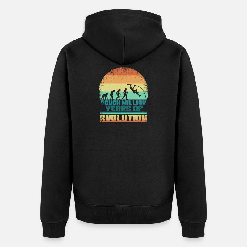 Stabhochsprung Evolution Geschenkidee 005-189 - Unisex Premium Bio Zip Hoodie - Schwarz