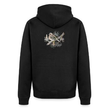 Chaffinch on larch Loving watercolor drawing - Unisex Premium Organic Zip Hoodie - black - Back - Nico (187cm)