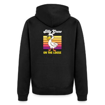 Oie stupide en liberté Dicton hilarant - Veste à capuche bio Premium Unisexe - noir - Dos - Nico (187cm)