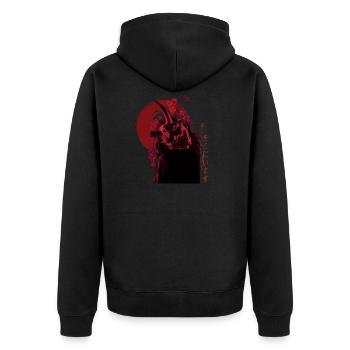 Masque Oni japonais Démon Hannya Oger - Veste à capuche bio Premium Unisexe - noir - Dos - Nico (187cm)