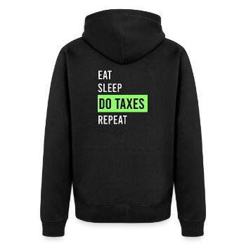 Eat sleep do taxes repeat - Unisex Premium Organic Zip Hoodie - black - Back - Nico (187cm)