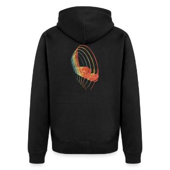 Kopfhörer Retro Retro Vintage Farbe - Unisex Premium Bio Zip Hoodie - Schwarz - Hinten - Nico (187cm)