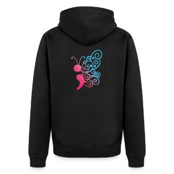 Vintage Semicolon Butter | Mental Health Awareness - Unisex Premium Bio Zip Hoodie - Schwarz - Hinten - Nico (187cm)
