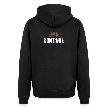 Continue | Mental Health Awareness - Unisex Premium Bio Zip Hoodie - Schwarz - Hinten - Nico (187cm)