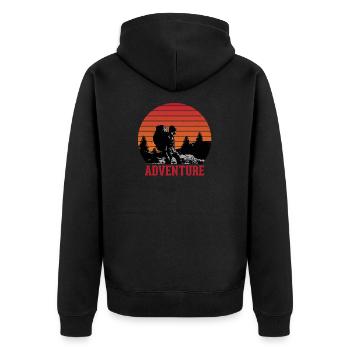 Adventure - Unisex Premium Bio Zip Hoodie - Schwarz - Hinten - Nico (187cm)