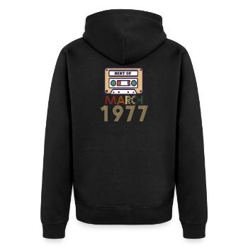 45th birthday gift March 1977 - Unisex Premium Organic Zip Hoodie - black - Back - Nico (187cm)