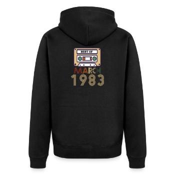 Cadeau du 39e anniversaire mars 1983 - Veste à capuche bio Premium Unisexe - noir - Dos - Nico (187cm)