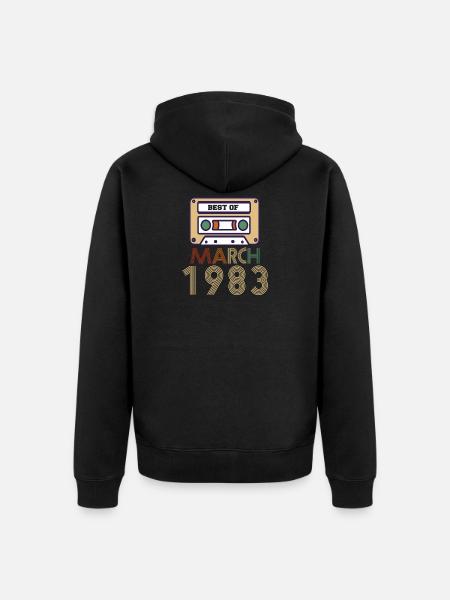 39th birthday gift March 1983 - Unisex Premium Organic Zip Hoodie - black