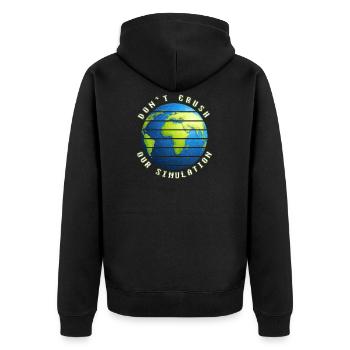 lustig Simulation Theorie Erde Welt Geschenkidee - Unisex Premium Bio Zip Hoodie - Schwarz - Hinten - Nico (187cm)
