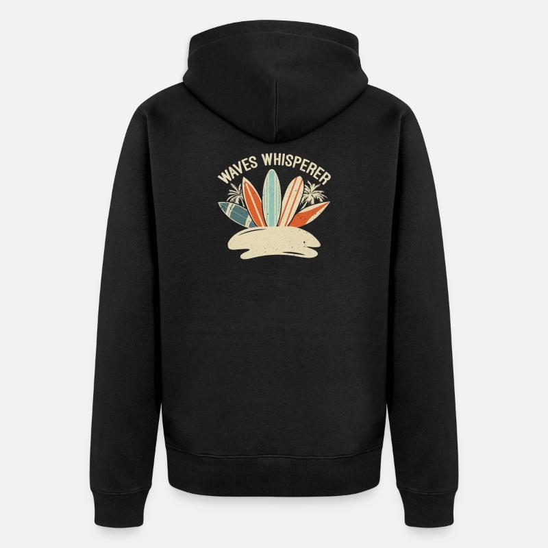 Surfer Surf planches Vagues Whisperer Surf - Veste à capuche bio Premium Unisexe - noir