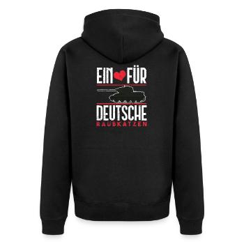 Tank driver predatory cats military tank - Unisex Premium Bio Zip Hoodie - Schwarz - Hinten - Nico (187cm)