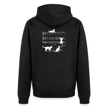 Cute cats kittens musical note clef - Unisex Premium Bio Zip Hoodie - Schwarz - Hinten - Nico (187cm)