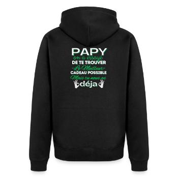 Papy Grand-père Fête Des Pères Cadeau Anniversaire - Unisex Premium Bio Zip Hoodie - Schwarz - Hinten - Nico (187cm)