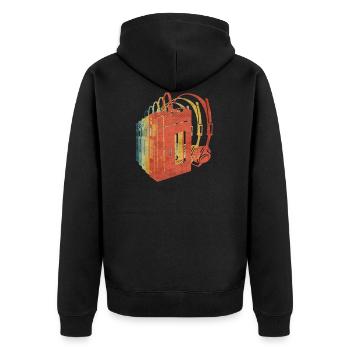 Walkman Retro Retro Vintage Farbe - Unisex Premium Bio Zip Hoodie - Schwarz - Hinten - Nico (187cm)