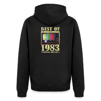 Best Of 1983 Retro TV - Unisex Premium Bio Zip Hoodie - Schwarz - Hinten - Nico (187cm)