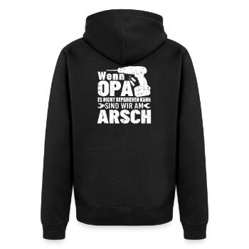 Opa der Handwerker reparieren Großvater Opi - Unisex Premium Bio Zip Hoodie - Schwarz - Hinten - Nico (187cm)